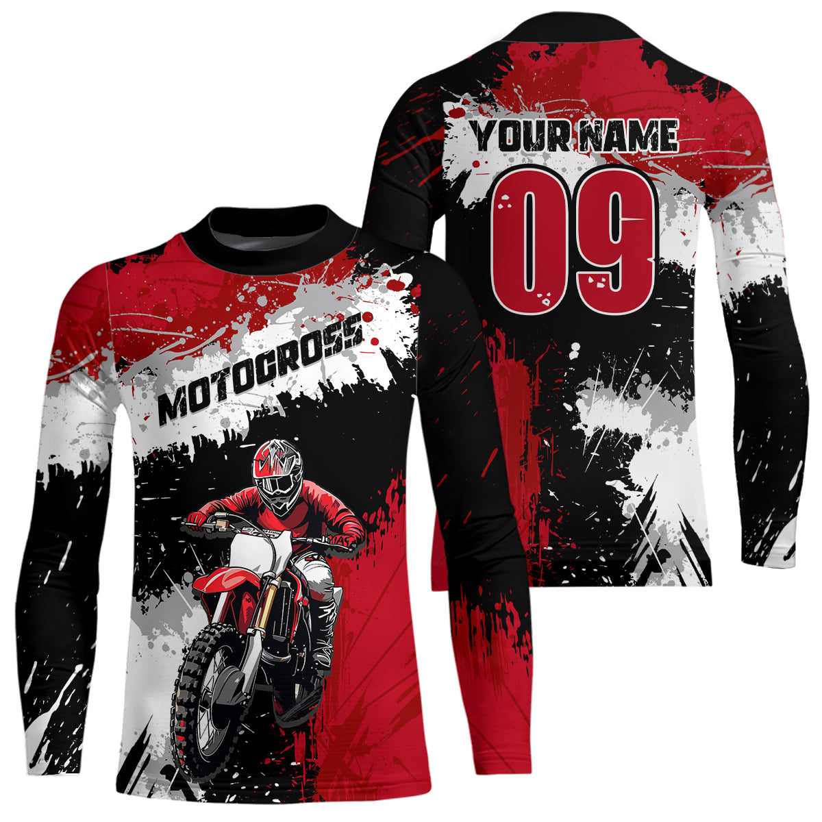 Adult&Kid Red Custom Motocross Jersey UPF30+ MX Racing Dirt Bike Racewear| CTP34