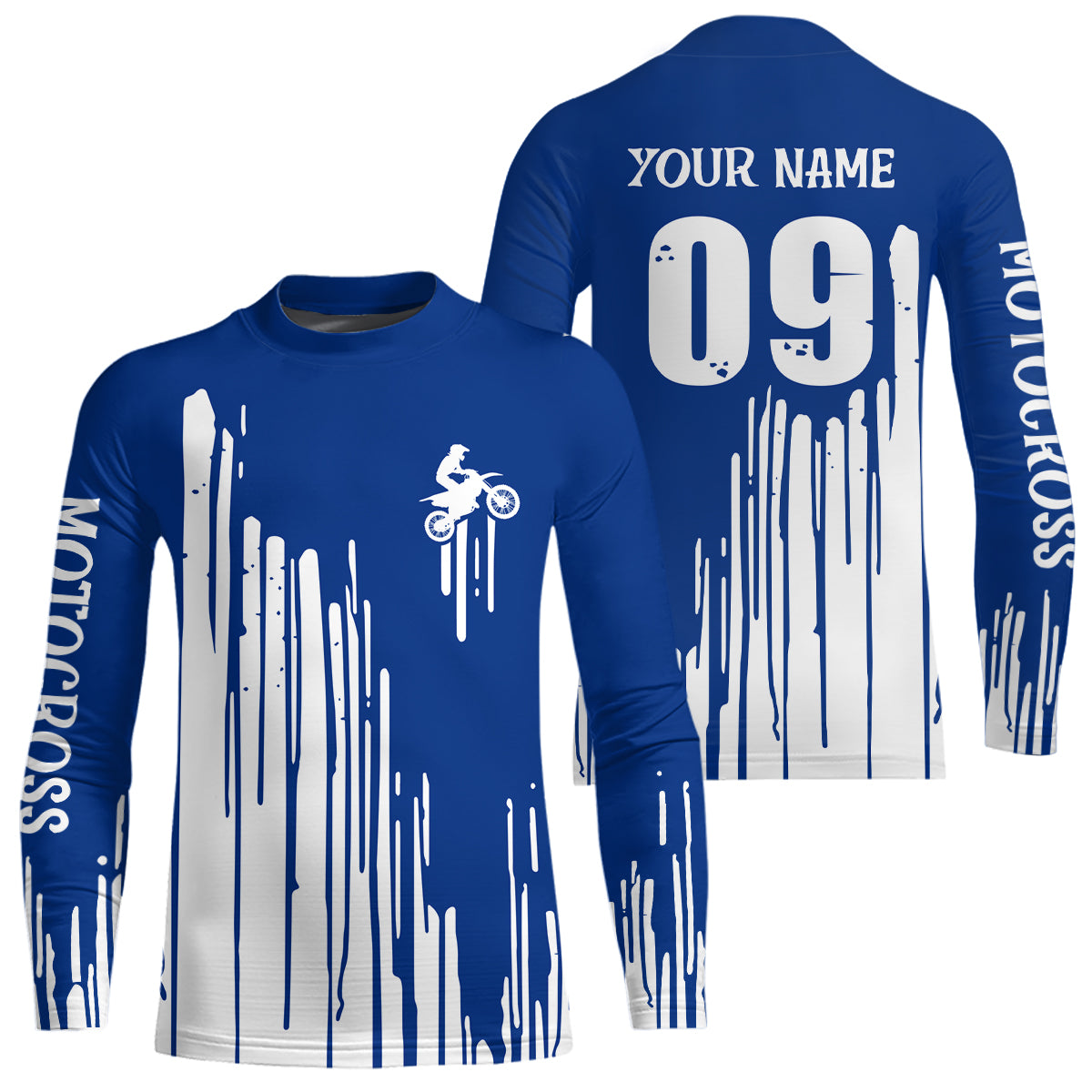 Adult&Kid blue custom dirt bike jersey Motocross jersey upf30+ mens women Motocross Shirt| CTP06
