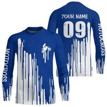 Load image into Gallery viewer, Adult&amp;Kid blue custom dirt bike jersey Motocross jersey upf30+ mens women Motocross Shirt| CTP06