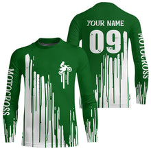 Load image into Gallery viewer, Adult&amp;Kid green custom dirt bike jersey Motocross jersey upf30+ mens women Motocross Shirt| CTP06