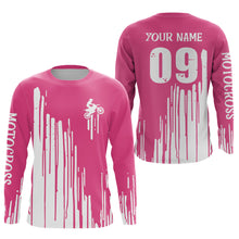 Load image into Gallery viewer, Adult&amp;Kid pink custom dirt bike jersey Motocross jersey upf30+ mens women Motocross Shirt| CTP06