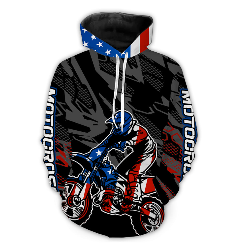 Adult&Kid American Flag Custom Dirt Bike Jersey Motocross Jersey Upf30+ Motocross Shirt| CTP95