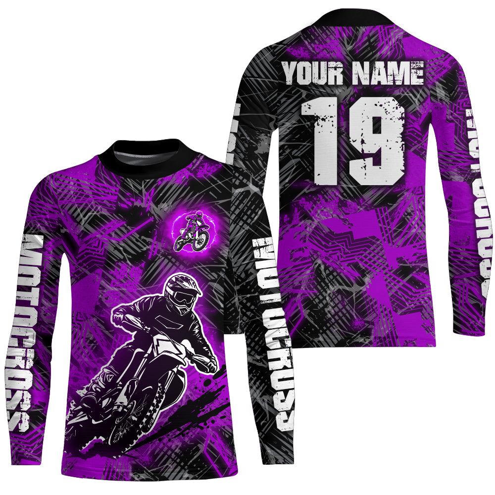 Adult&Kid Purrple Custom Dirt Bike Jersey Motocross Jersey Upf30+ Motocross Shirt| CTP90