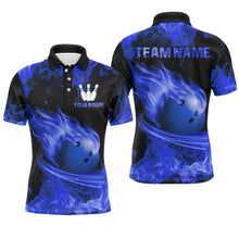 Load image into Gallery viewer, Blue Flame Bowling Jersey Men And Women Custom Bowling Shirts Unisex Polo Bowling Team Shirt CP07