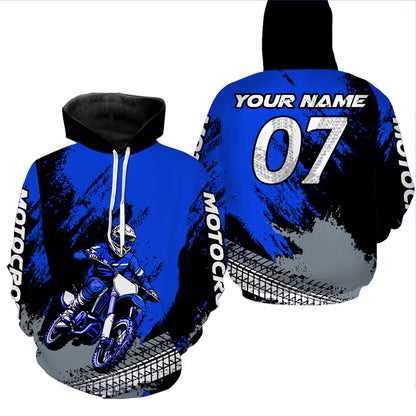 Custom Dirt Bike Jersey Blue Motocross Jersey Upf30+ Mens Women Racing Shirt| CTP30