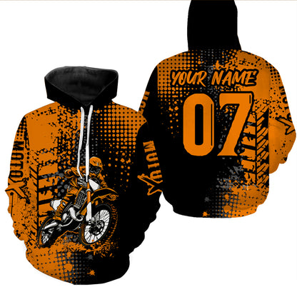 Adult&Kid Orange Custom Dirt Bike Jersey Motocross Jersey Upf30+ Motocross Shirt| CTP73