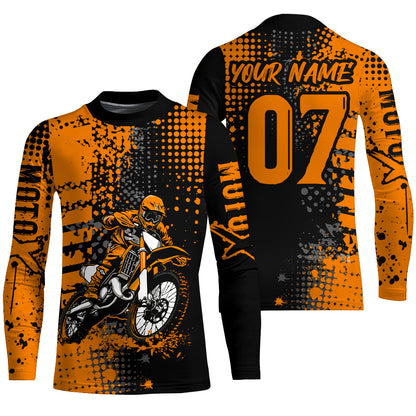 Adult&Kid Orange Custom Dirt Bike Jersey Motocross Jersey Upf30+ Motocross Shirt| CTP73