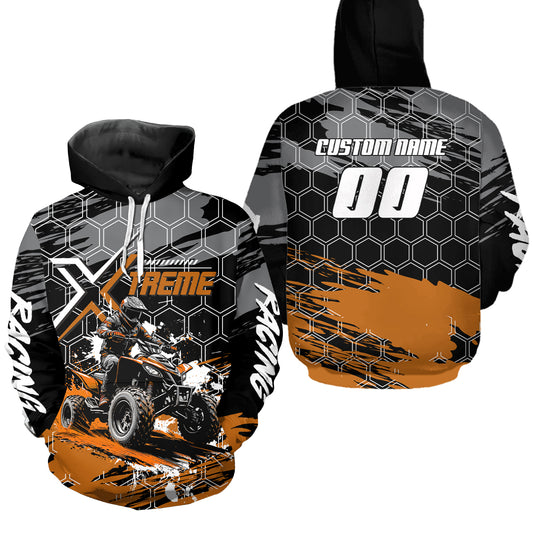 Orange Atv Racing Hoodie Custom Quad Bike Shirt Upf30+ Adult Youth Off-Road Atv Motocross Hoooded  NHN008