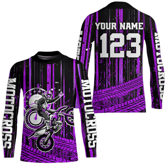 Purple Motocross Jersey Upf30+ Custom Dirt Bike Jersey Mens Women Off-Road Jersey Adult&Kid| CTP60