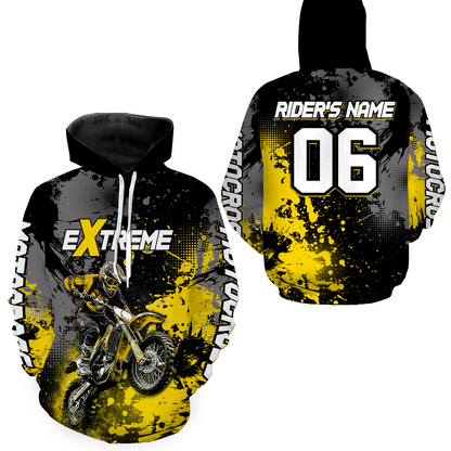 Adult&Kid yellow custom dirt bike jersey motocross jersey mens women extreme motocross shirt| CTP08