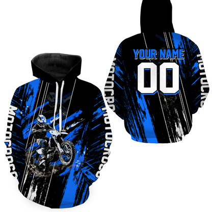Adult&Kid Blue Dirt Bike Jersey Motocross Jersey Upf30+ Custom Mens Women Off-Road Jersey| CTP05