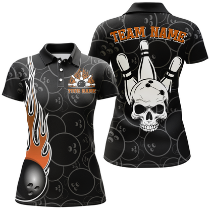 Women Skull Bowling Jersey Custom Bowling Team Shirts Unisex Bowling Women Short Sleeve Polo Shirt CP30