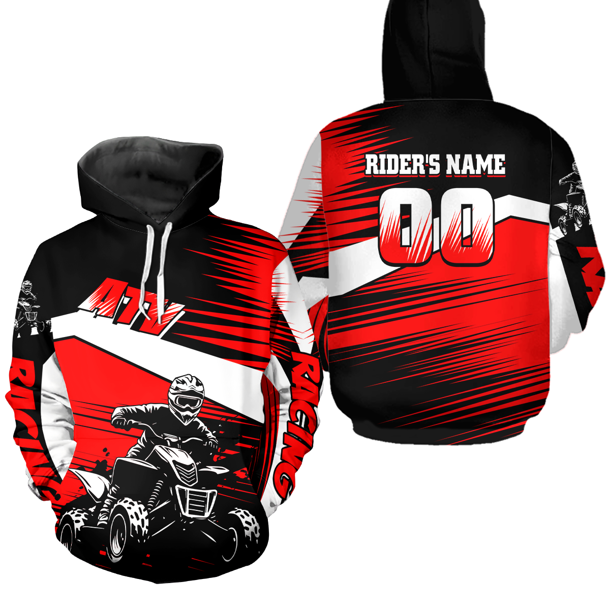 Red ATV Motocross Hoodie Jersey Kids Youth Quad Racing Hoodie Custom Shirt For Men Women NHN001