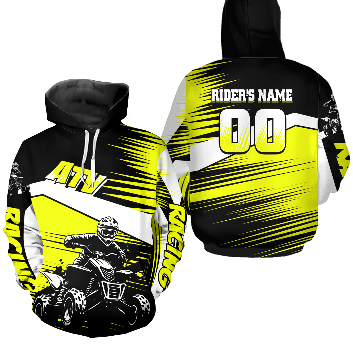 Custom Yellow ATV Motocross Hoodie Jersey Kids Youth Quad Racing Hoodie Shirt For Men Women NHN001