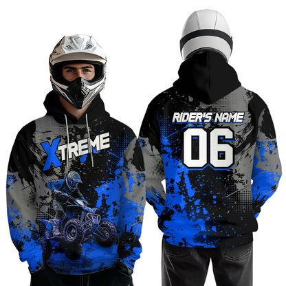Custom ATV Motocross Hoodie Blue Upf30+ Extreme Quad Bike Off-Road Jersey Men Kid Mx Riding Hoodied NHN010