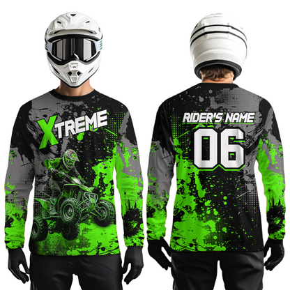 Custom Atv Motocross Shirt Green UPF30+ Extreme Quad Bike Off-Road Jersey Men Kid Mx Riding Shirts NHN010