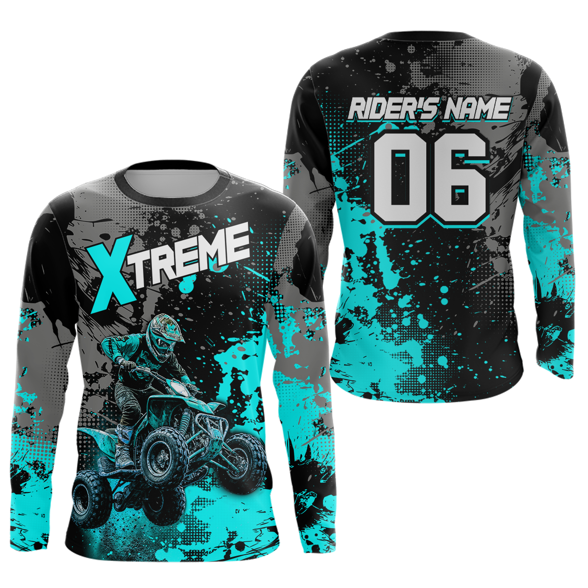Custom Atv Motocross Shirt Turquoise UPF30+ Extreme Quad Bike Off-Road Jersey Men Kid Mx Riding Shirts NHN010