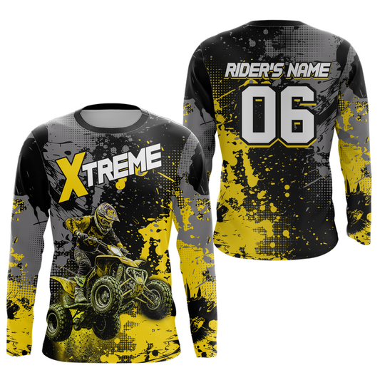 Custom Atv Motocross Shirt Yellow UPF30+ Extreme Quad Bike Off-Road Jersey Men Kid Mx Riding Shirts NHN010