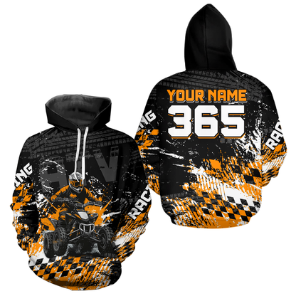 Custom Orange Atv Motocross Hoodie Upf30+ Quad Bike Shirt Extreme Racing Adult Youth Off-Road Quad Shirt NHN009