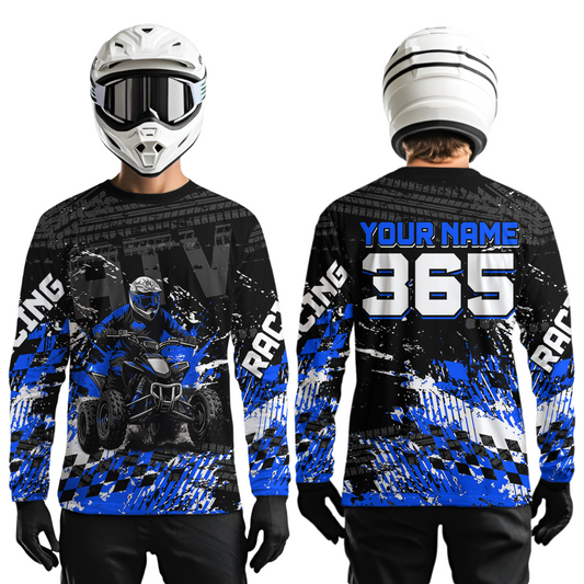 Custom Blue ATV Motocross Jersey Upf30+ Quad Bike Shirt Extreme Racing Adult Youth Off-Road Quad Shirt NHN009