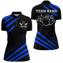 Load image into Gallery viewer, Blue Bowling Jersey Men And Women Custom Bowling Team Shirts Unisex Bowling Polo Quarter-zip CP26