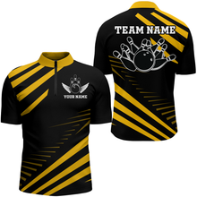 Load image into Gallery viewer, Yellow Bowling Jersey Men And Women Custom Bowling Team Shirts Unisex Bowling Polo Quarter-zip CP26