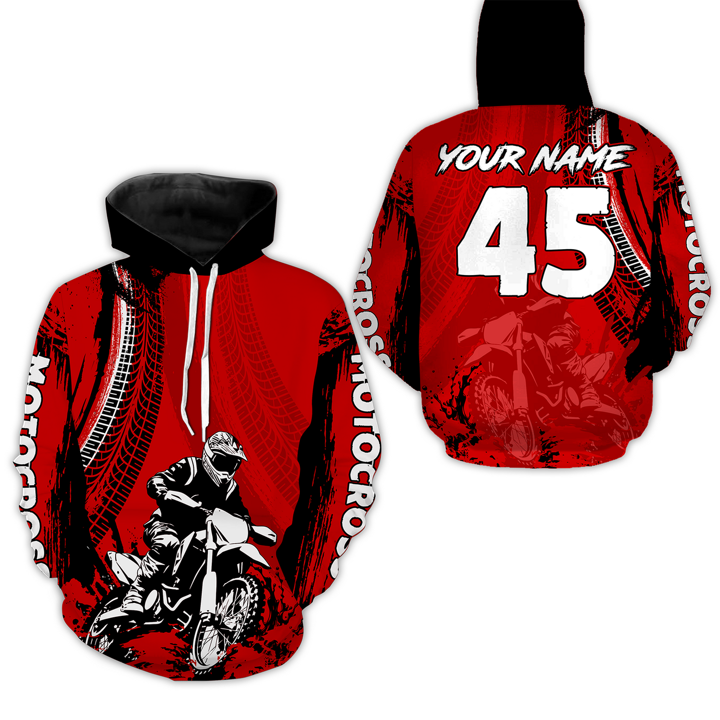 Adult&Kid Red Custom Motocross Jersey UPF30+ MX Racing Biker Off-road Dirt Bike Racewear| CTP65