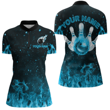 Load image into Gallery viewer, Blue Flame Bowling Jersey Men And Women Custom Bowling Shirts Unisex Polo Bowling Team Shirt CP21