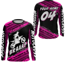 Load image into Gallery viewer, Custom Dirt Bike Jersey Pink Motocross Jersey Upf30+ Mens Women Racing Shirt| CTP27