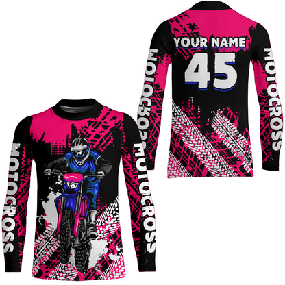 Custom Pink Motocross Jersey for Men Women Upf30+ Dirt Bike Shirt Racing Jersey| CTP102