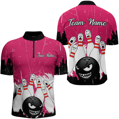 Pink Bowling Jersey Men And Women Custom Funny Bowling Shirts Unisex Polo Bowling Team Shirt CP15
