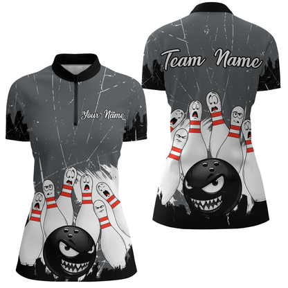 Grey Bowling Jersey Men And Women Custom Funny Bowling Shirts Unisex Polo Bowling Team Shirt CP15