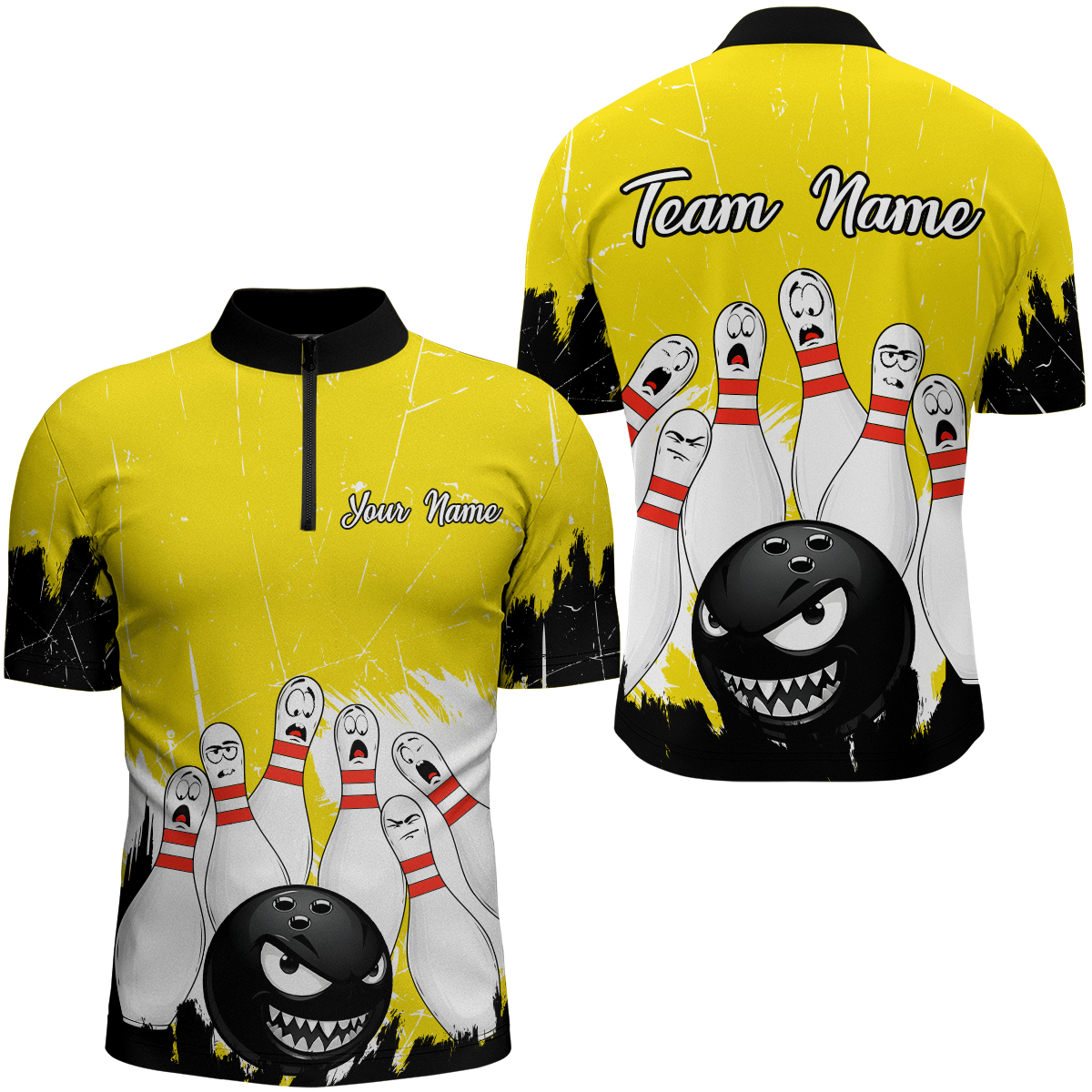Yellow Bowling Jersey Men And Women Custom Funny Bowling Shirts Unisex Polo Bowling Team Shirt CP15