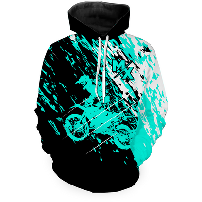 Custom Dirt Bike Hoodie Turquoise Motocross Hoodie Mens Women Motocross Hooded Jersey| CTP20