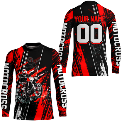 Adult&Kid Red Dirt Bike Jersey Motocross Jersey Upf30+ Custom Mens Women Off-Road Jersey| CTP05