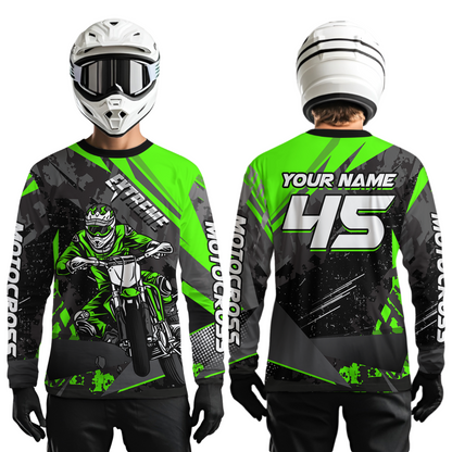 Green Youth Motocross Shirts Custom MX Racing Extreme Shirts Kid Men Women UPF30+ DNT34