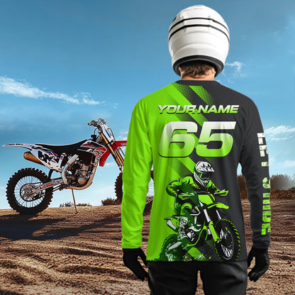 Custom Green Motocross Jersey Dirt Bike Off-road Jersey for Men Kid Women Boys Girls XM358