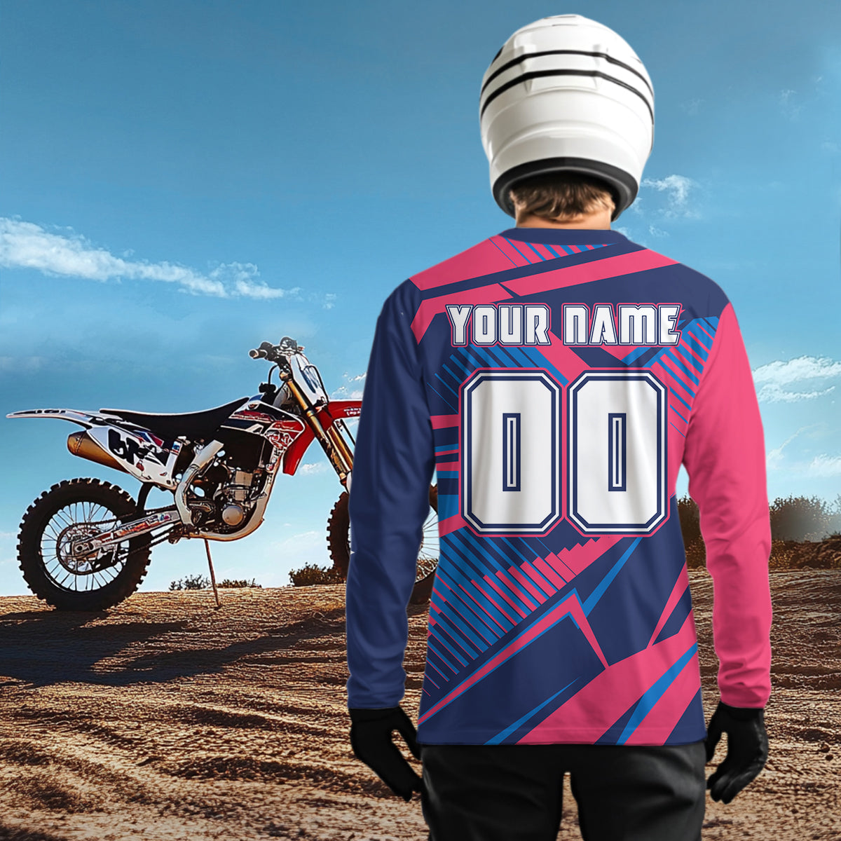 Blue&Pink ATV Racing Jersey ATV Riding Shirt for Kid Adult Youth Quad Bike ATV Jersey MX119