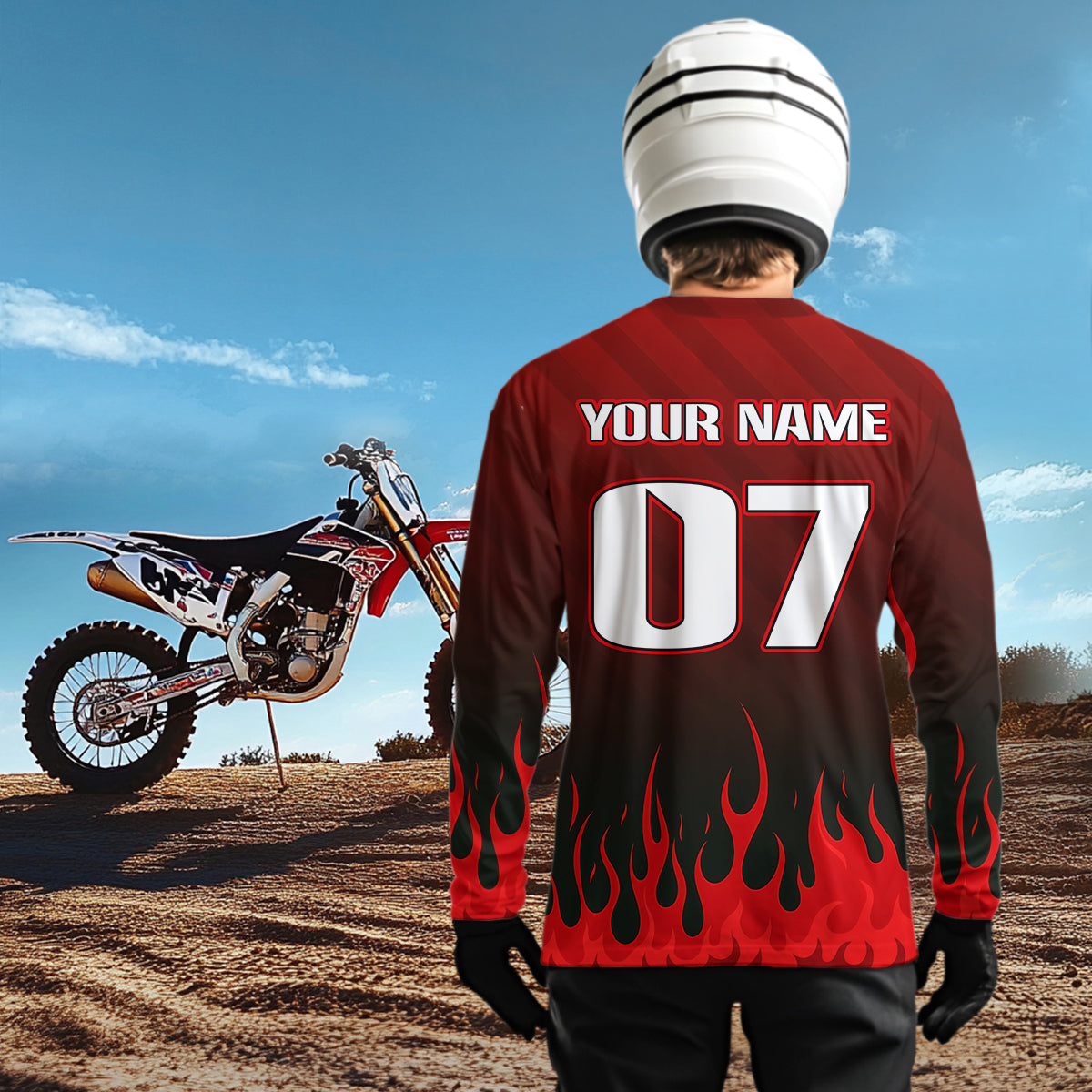 Flaming Motocross Jersey Custom Dirt Bike Jersey for Men Kid Women Motorcycle Shirt XM372