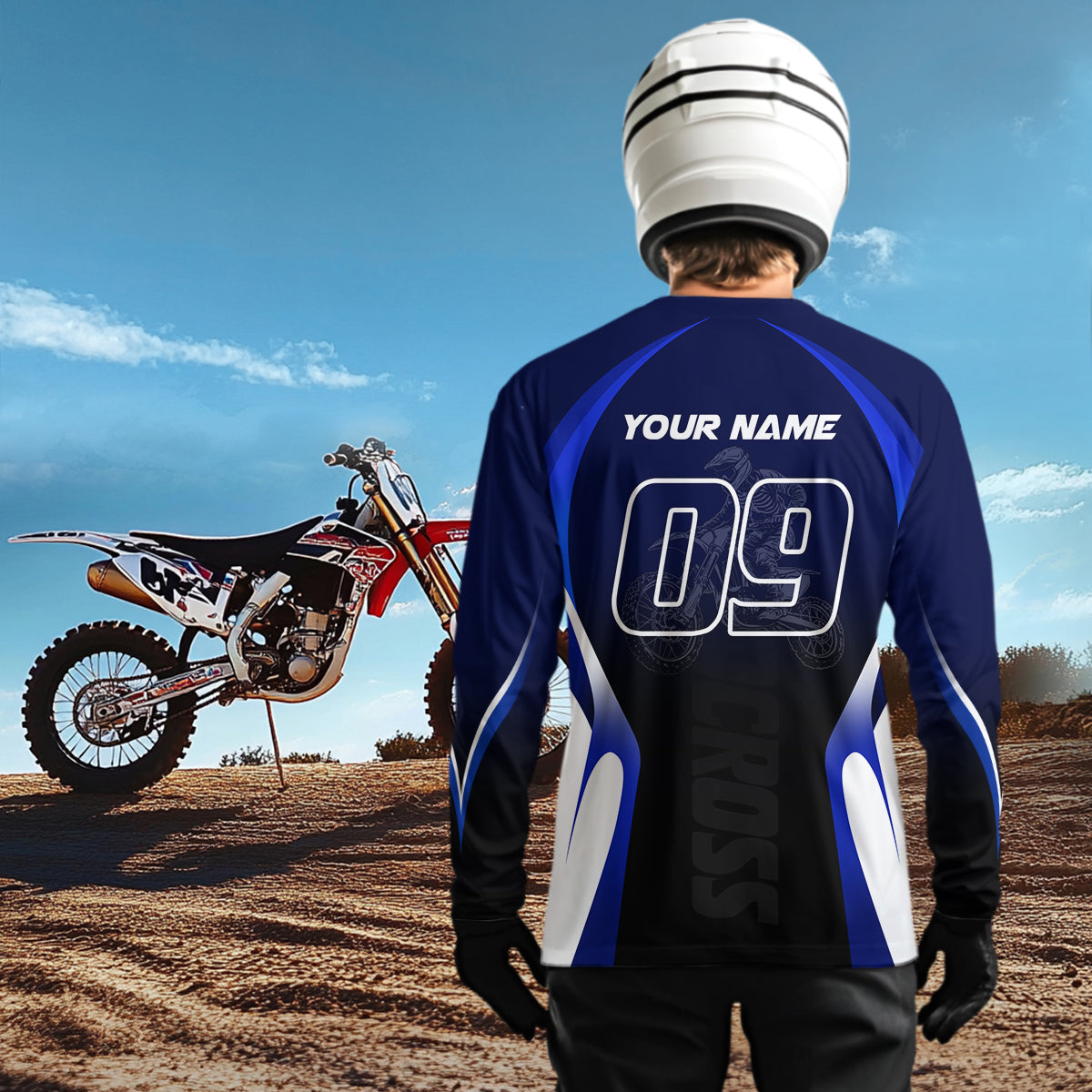 Custom Blue Motocross Jersey for Men Kid Women Racing Dirt Bike Off-road Shirt XM338