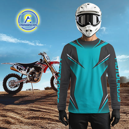 Blue Motocross Racing Jersey Custom Dirt Bike Shirt for Kid Women Men Off road Shirts XM375
