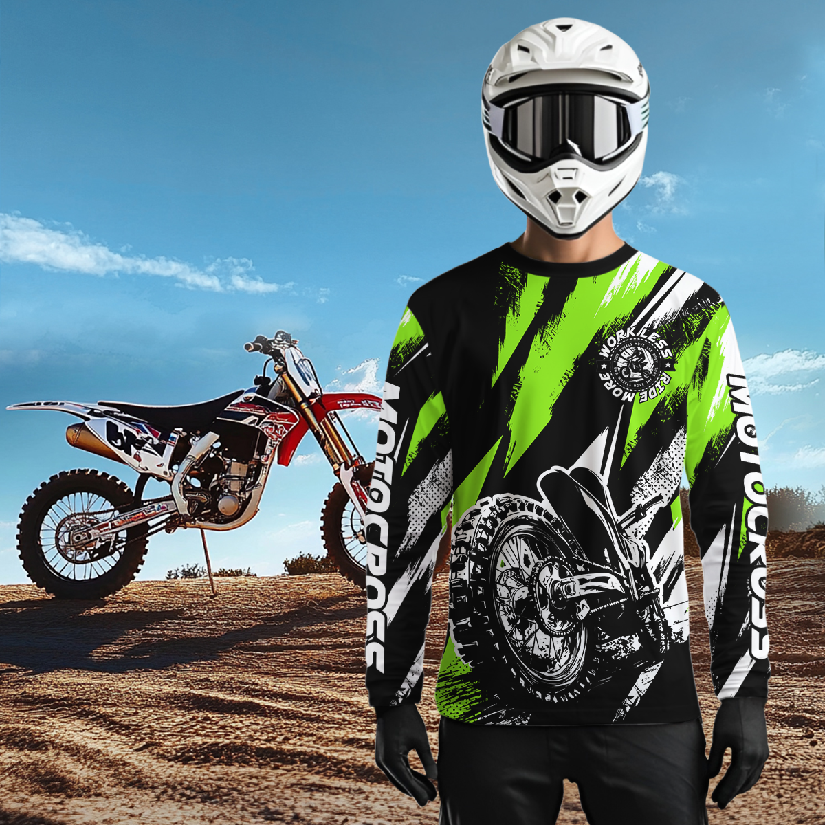 Personalized Green Motocross Racing Jersey Men Women Kid Upf30+ Dirt Bike Jersey Shirt Racing Jersey DNT03