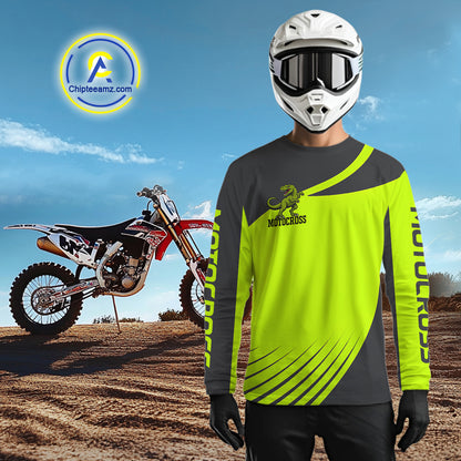Green Dinosaur Motocross Racing Jersey Custom Dirt Bike Jersey for Men Kid Women XM373