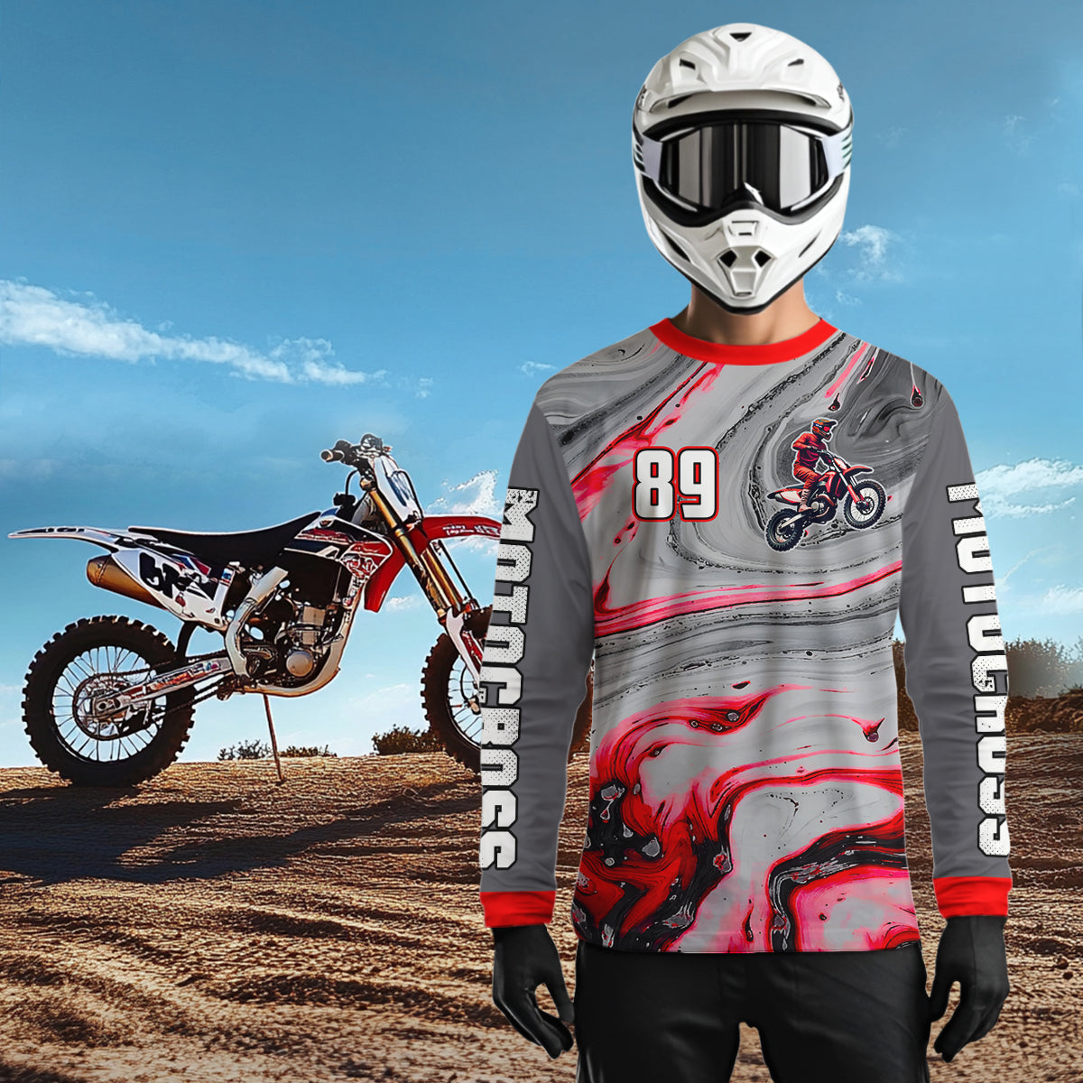 Grey&Pink Motocross Jersey Custom Dirt Bike Shirts for Men Kid Women Racing Shirt XM394