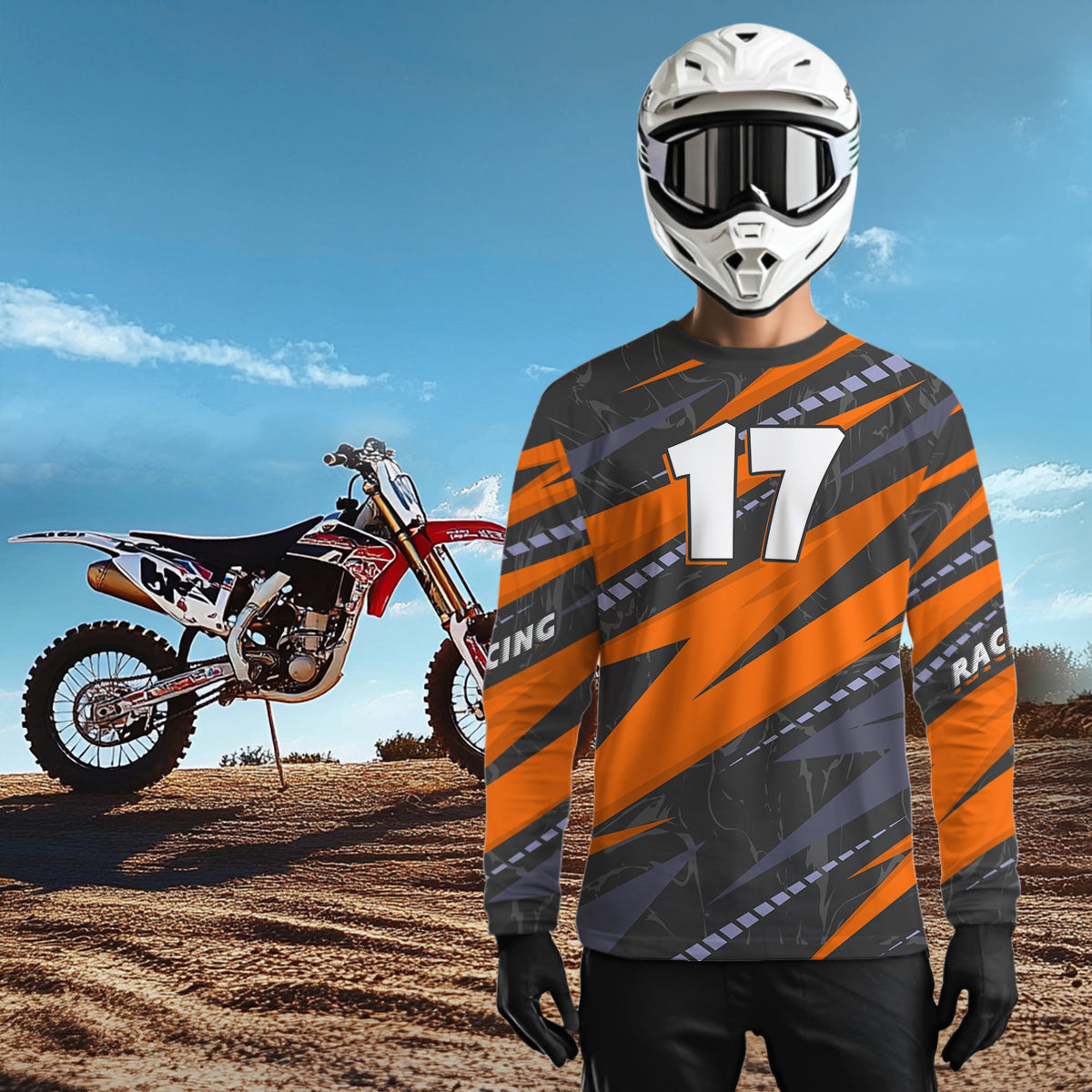 Orange Motocross Racing Jersey Dirt Bike Off-road Riding Jersey for Men Kid Women XM361