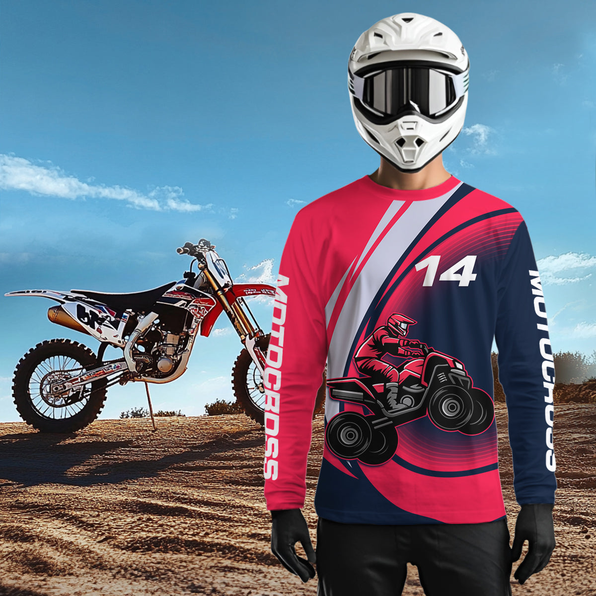 Custom Eagle ATV Riding Jersey Pink and Blue Quad Bike Jersey for Kid Men Women MX103