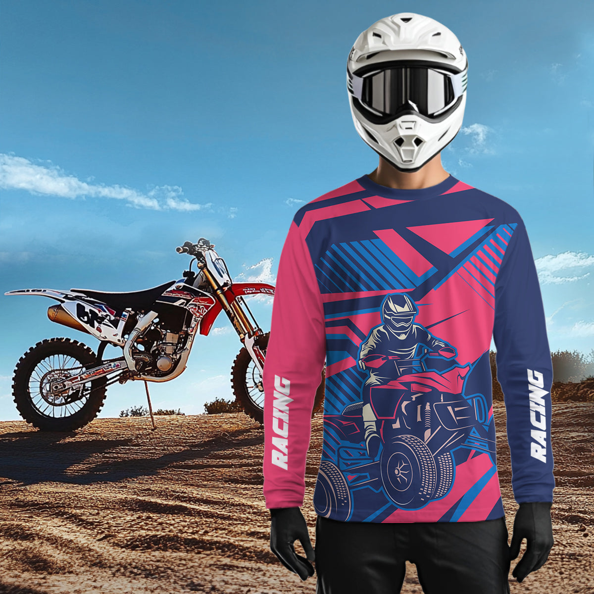 Blue&Pink ATV Racing Jersey ATV Riding Shirt for Kid Adult Youth Quad Bike ATV Jersey MX119