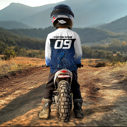 Custom Blue Motocross Jersey Youth Dirt Bike Shirt Men Kid Women Motorcycle Shirts XM340