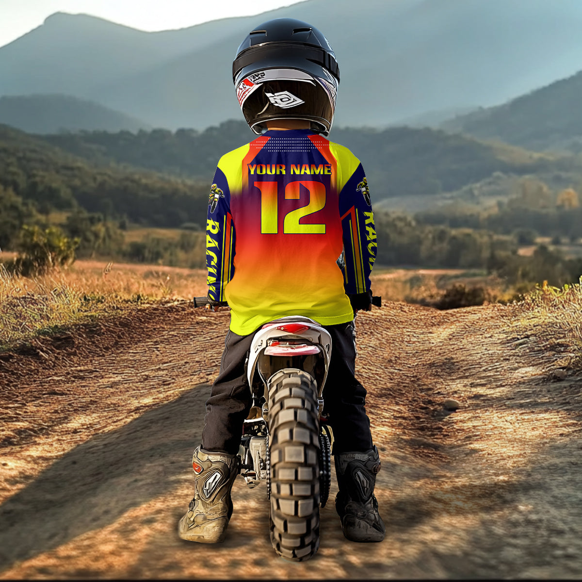Yellow Orange Motocross Racing Jersey UPF30+ MX Racing Dirt Bike Jersey Kid Men Women DNT04