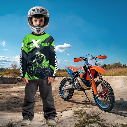 Custom Green Motocross Jersey Dirt Bike Shirt Men for Kid Women Motorcycle Shirts XM341
